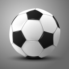 Blank photo realistic isolated on grey football ball, for
