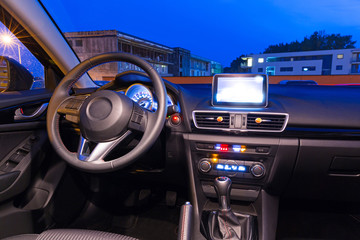 Sport car interior at night