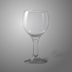 Blank transparent photo realistic isolated on grey wine glass,