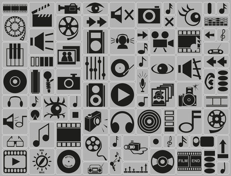 music, video, photo icons