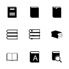 Obraz premium Vector black book icons set
