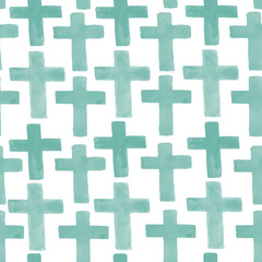 Fototapeta na wymiar watercolor seamless pattern with crosses