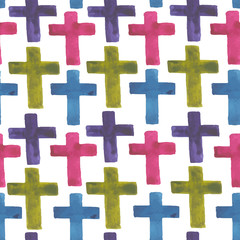 watercolor seamless pattern with crosses