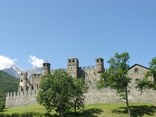 Fototapeta na wymiar The medieval castle of Fenis the Aosta valley in Italy