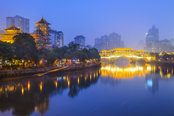 Fototapeta na wymiar Chengdu, China Cityscape on the Jin River
