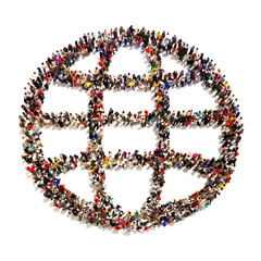 People around the world. People in the shape of a World