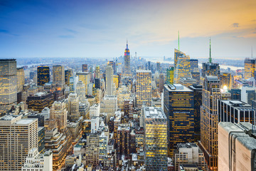 Panele Szklane Podświetlane  Nowy Jork Midtown Mnhattan Widok z lotu ptaka