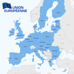 Naklejka premium Carte Union Européenne