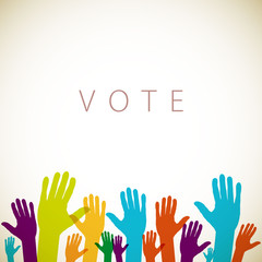 warm colorful up hands logo, vector illustration vote