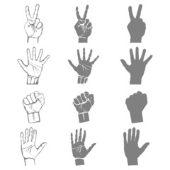 hands holding protect giving gestures icons set  vector