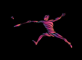 Abstract vector multicolor stylized badminton player
