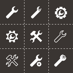 Fototapeta premium Vector black settings wrench icon set