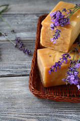 soap and lavender flowers