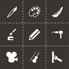 Vector black art tool icon set