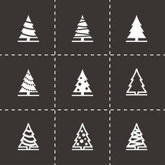 Vector black christmas tree icon set
