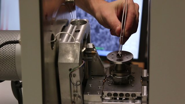 Modern digital microscope in a lab