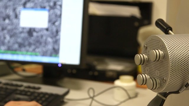 Modern digital microscope in a lab
