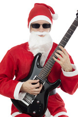 Guitarist with Santa Claus costume