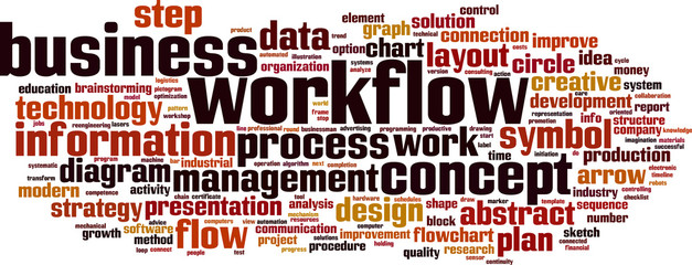 Workflow word cloud concept. Vector illustration