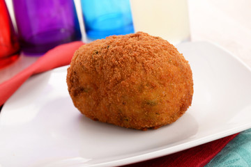 arancini with ham and spinach
