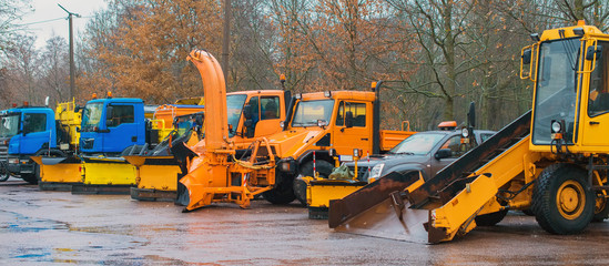 Road services are ready for winter. Winter service vehicles.