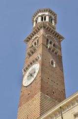 Tower in  Piazza delle Erbe; verona, Italy