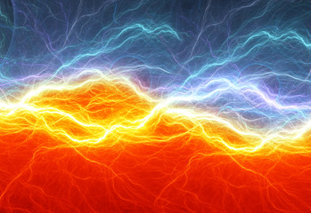 Fire and ice abstract lightning background