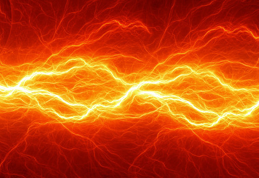 Fiery lightning, burning electrical background