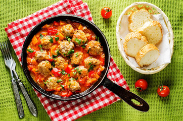 meatballs baked with vegetables