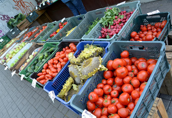 Street trade in vegetables and fruit in Poland