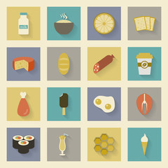 Food flat icons set