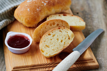 Ciabatta bread and jam