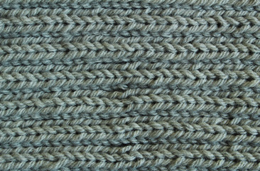 Knitted background with gray yarn, horizontal