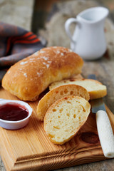 Ciabatta bread and jam