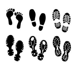 Shoes and bare foot prints vector