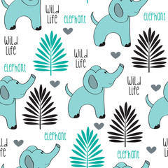 wild life elephant pattern vector illustration