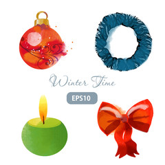 Set of christmas winter time wreath