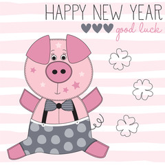 Obraz na płótnie Canvas happy new year pig vector illustration