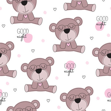cute teddy bear pattern vector illustration