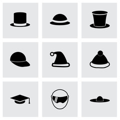 Vector helmet and hat icon set