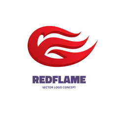 Red flame - vector logo concept illustration. Fire logo.