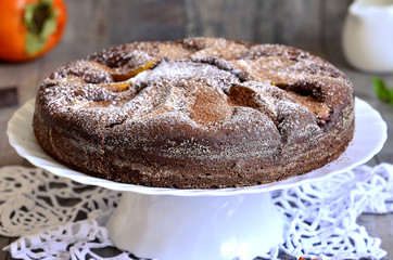 Chocolate cake with persimmon.
