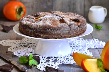 Chocolate cake with persimmon.