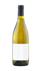 White wine bottle isolated with blank label.