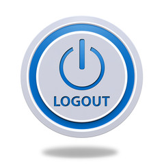 Logout circular icon on white background
