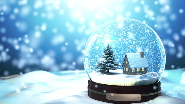 4K Loop able Christmas Snow globe Snowflake