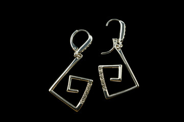 silver earrings with crystals