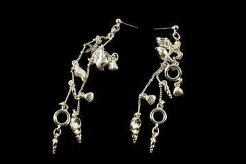 Fototapeta premium silver earrings with crystals