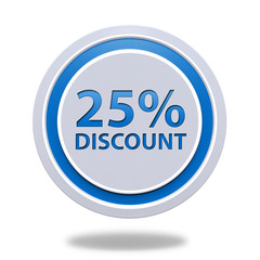 Discount 25 circular icon on white background