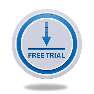 Free trial circular icon on white background